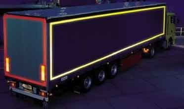 A long haul truck fitted with reflective vinyl