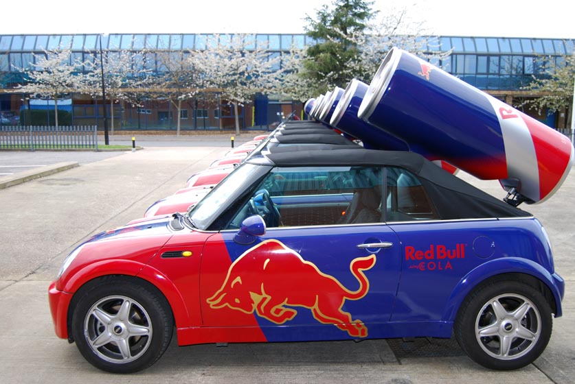 promo car wrap red bull wraps